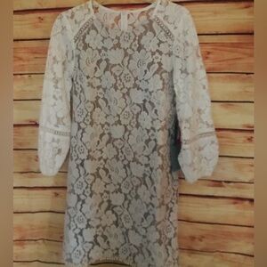 Vince Camuto- Elegant White Lace Dress